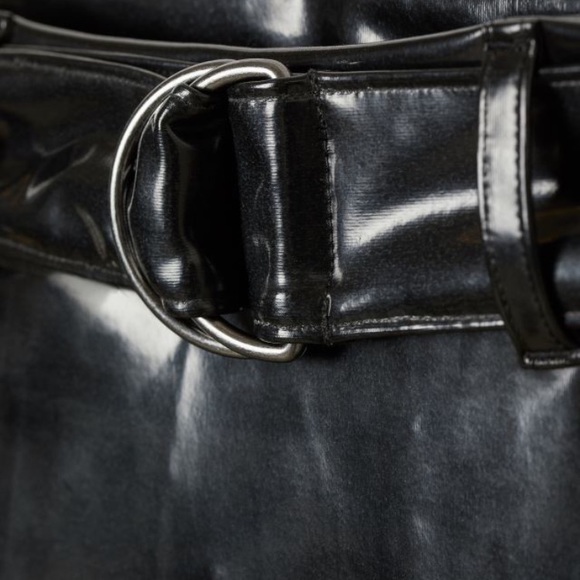 H&M NWT A-line shiny mini skirt ring belt black M - Picture 14 of 15